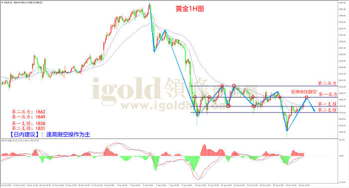 2021年1月19日黄金走势图