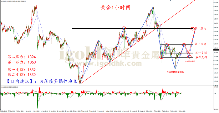 2021年1月20日黄金走势图