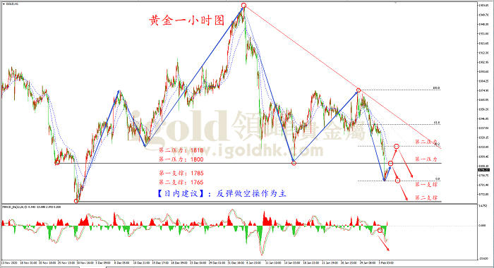 2021年2月5日黄金走势图
