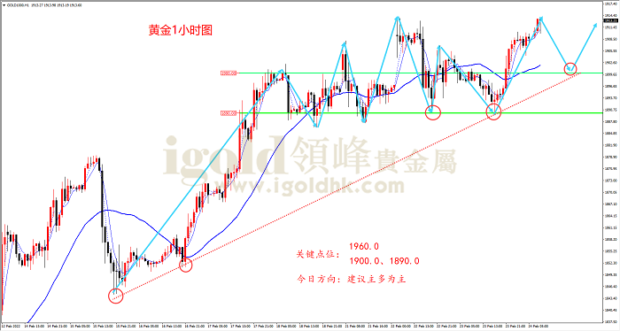 2022年2月24日黄金走势图
