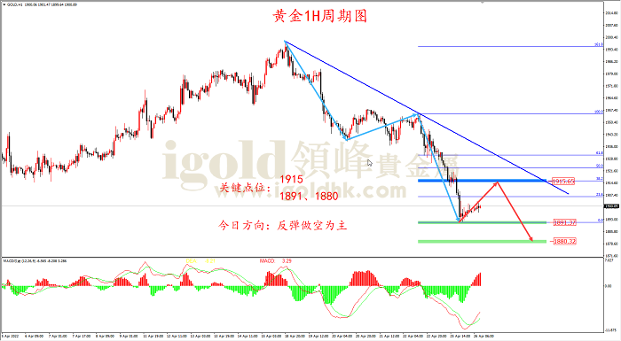 2022年4月26日黄金走势图