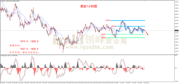 2022年6月10日黄金走势图