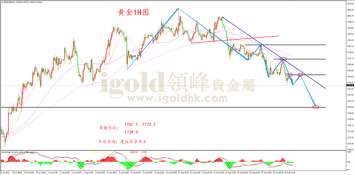 2022年8月19日黄金走势图