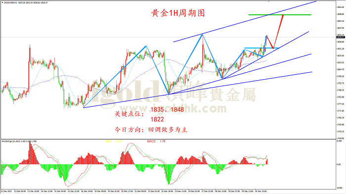 2023年1月3日黄金走势图