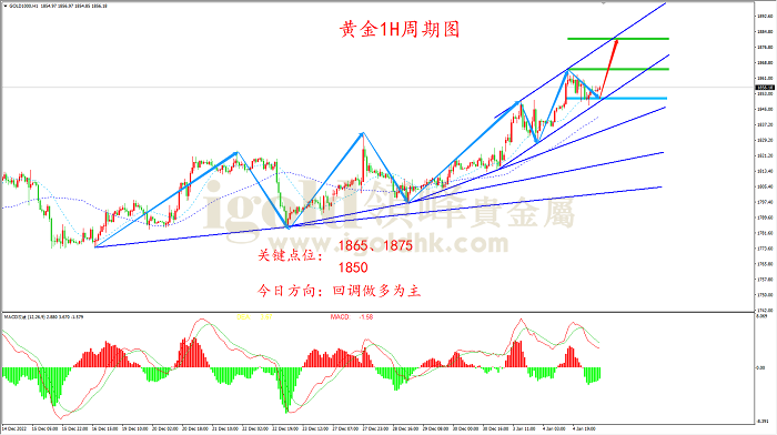 2023年1月5日黄金走势图