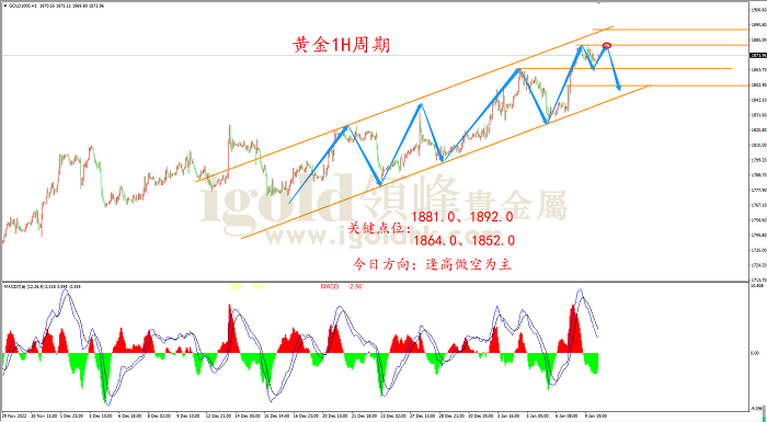 2023年1月10日黄金走势图