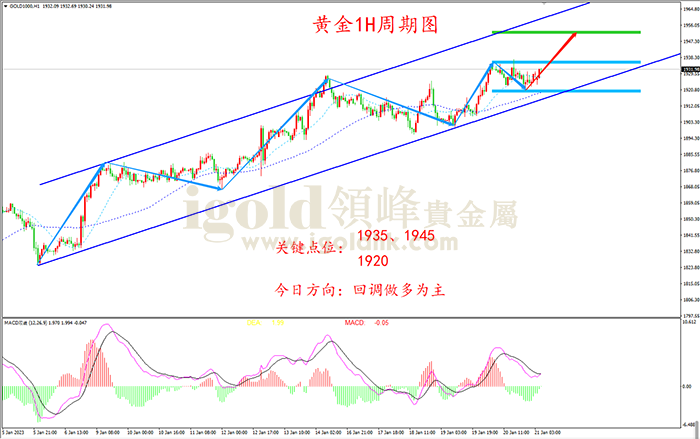  2023年1月23日黄金走势图