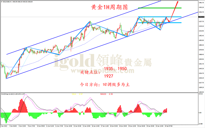  2023年1月24日黄金走势图