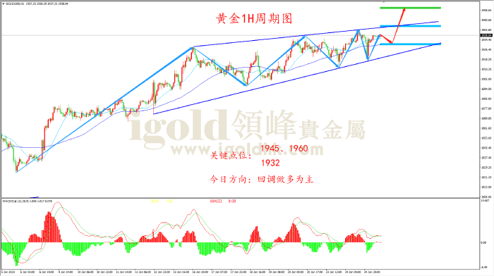  2023年1月25日黄金走势图