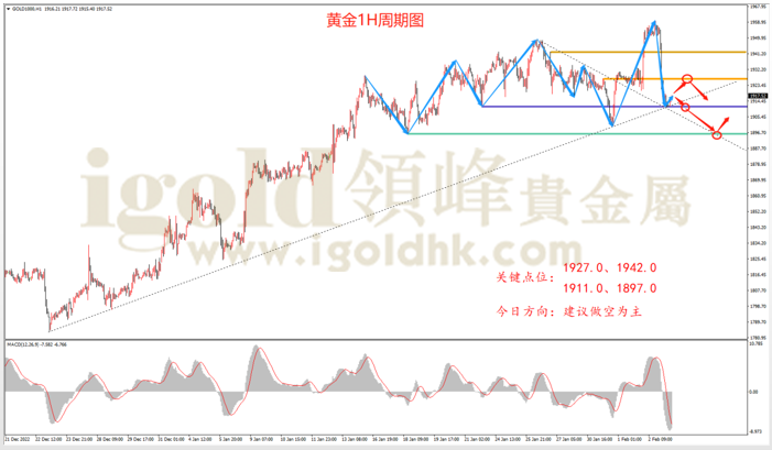 黄金1H周期图