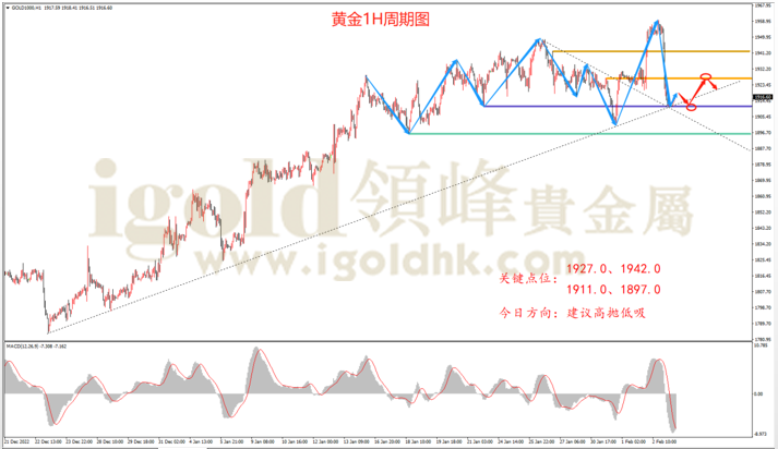 黄金1H周期图