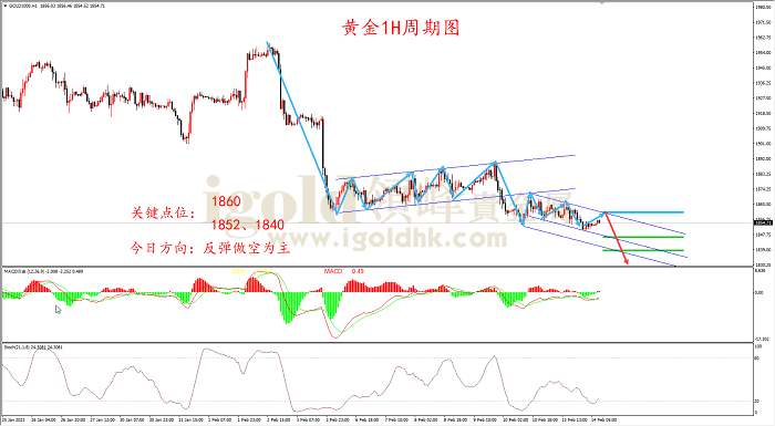 2023年2月14日黄金走势图