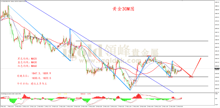 2023年2月22日黄金走势图