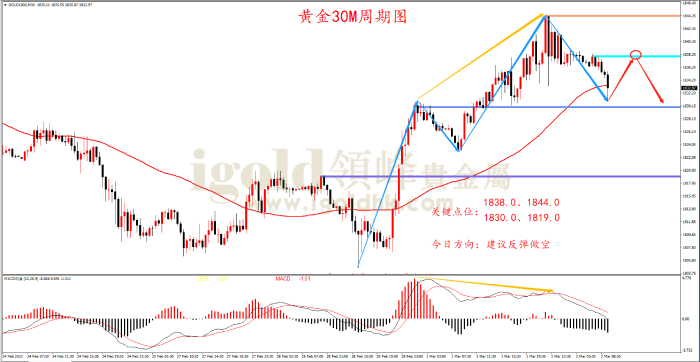 2023年3月02日黄金走势图