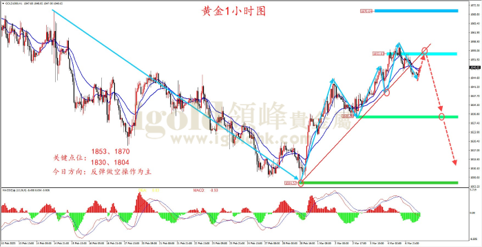 2023年3月7日黄金走势图