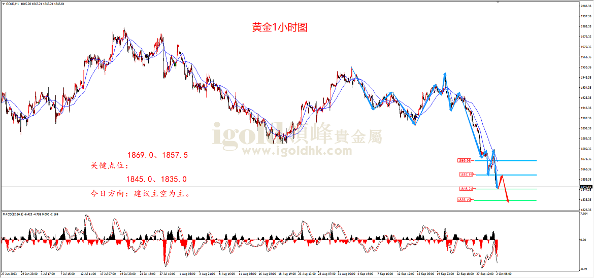 2023年10月2日黄金走势图