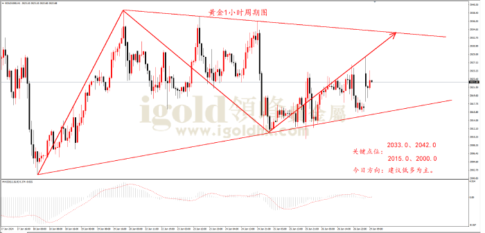 2024年1月29日黄金走势图