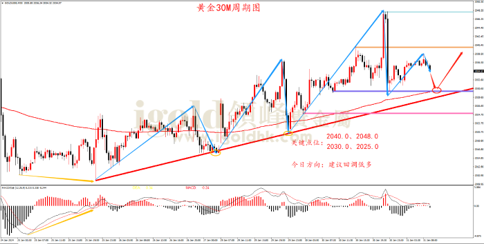 2024年1月31日黄金走势图