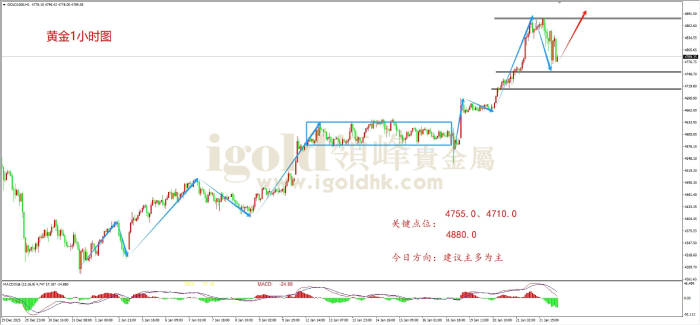2026年01月22日黄金走势图 2026年01月22日黄金走势图