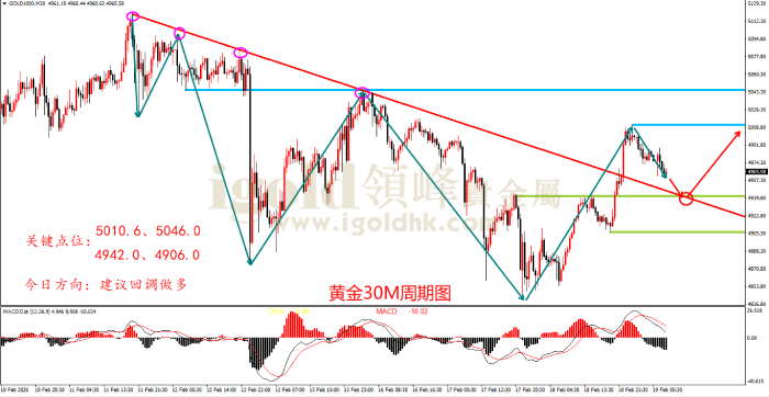 2026年02月19日黄金走势图