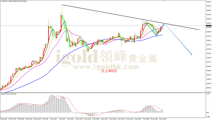 2020年1月30日黄金走势图