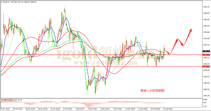 2020年2月13日黄金走势图